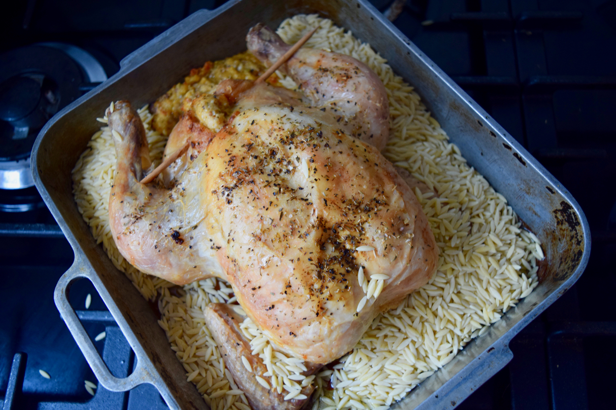 Roast Chicken with Orzo recipe from Lucy Loves Food Blog