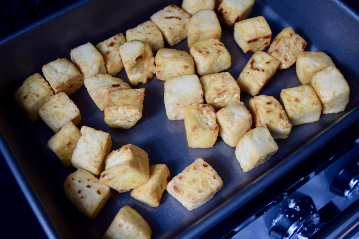 Crispy Tofu with Rainbow Pad Thai Noodles from Lucy Loves Food Blog