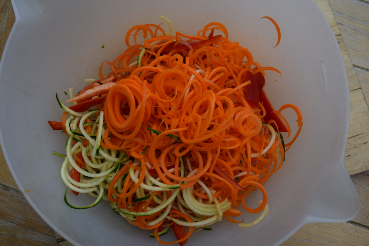 Crispy Tofu with Rainbow Pad Thai Noodles from Lucy Loves Food Blog