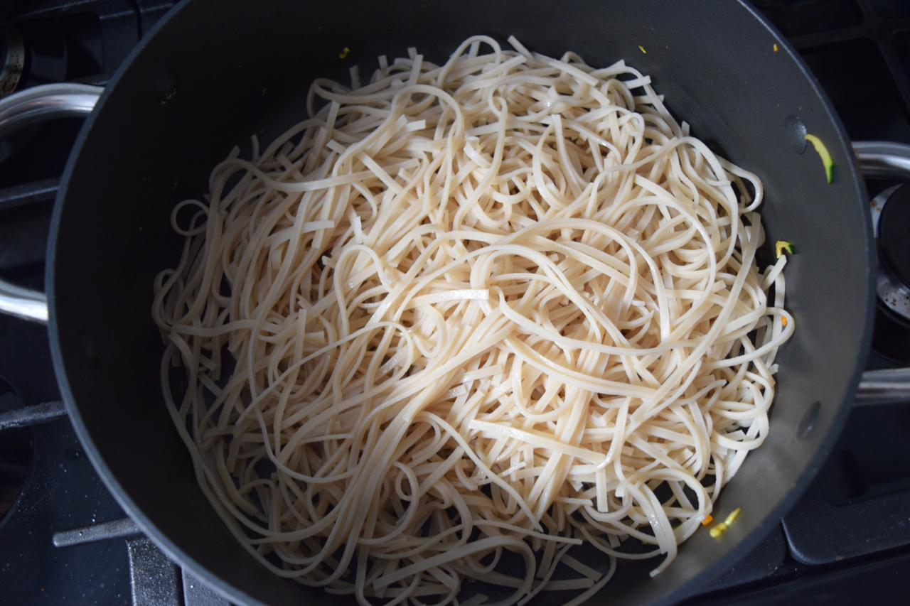 Crispy Tofu with Rainbow Pad Thai Noodles from Lucy Loves Food Blog