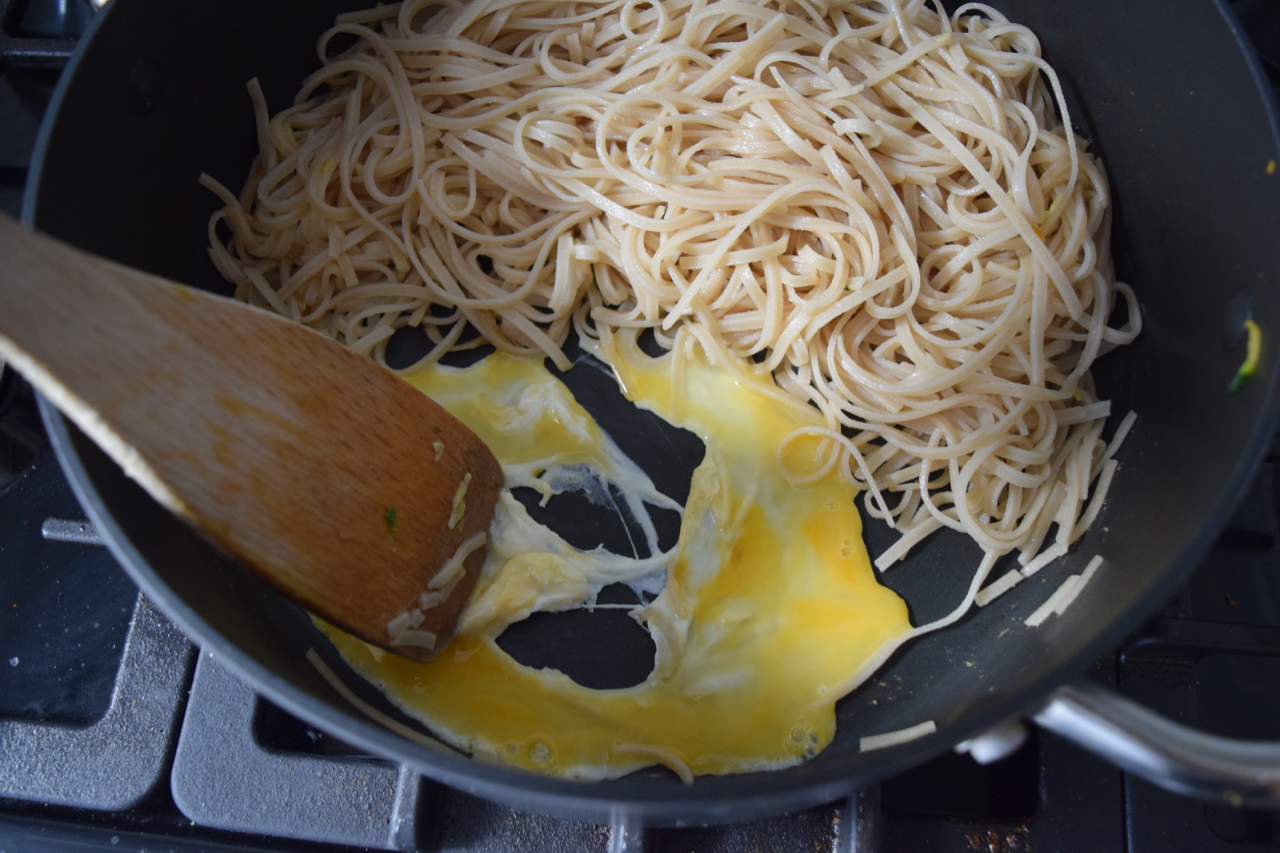 Crispy Tofu with Rainbow Pad Thai Noodles from Lucy Loves Food Blog