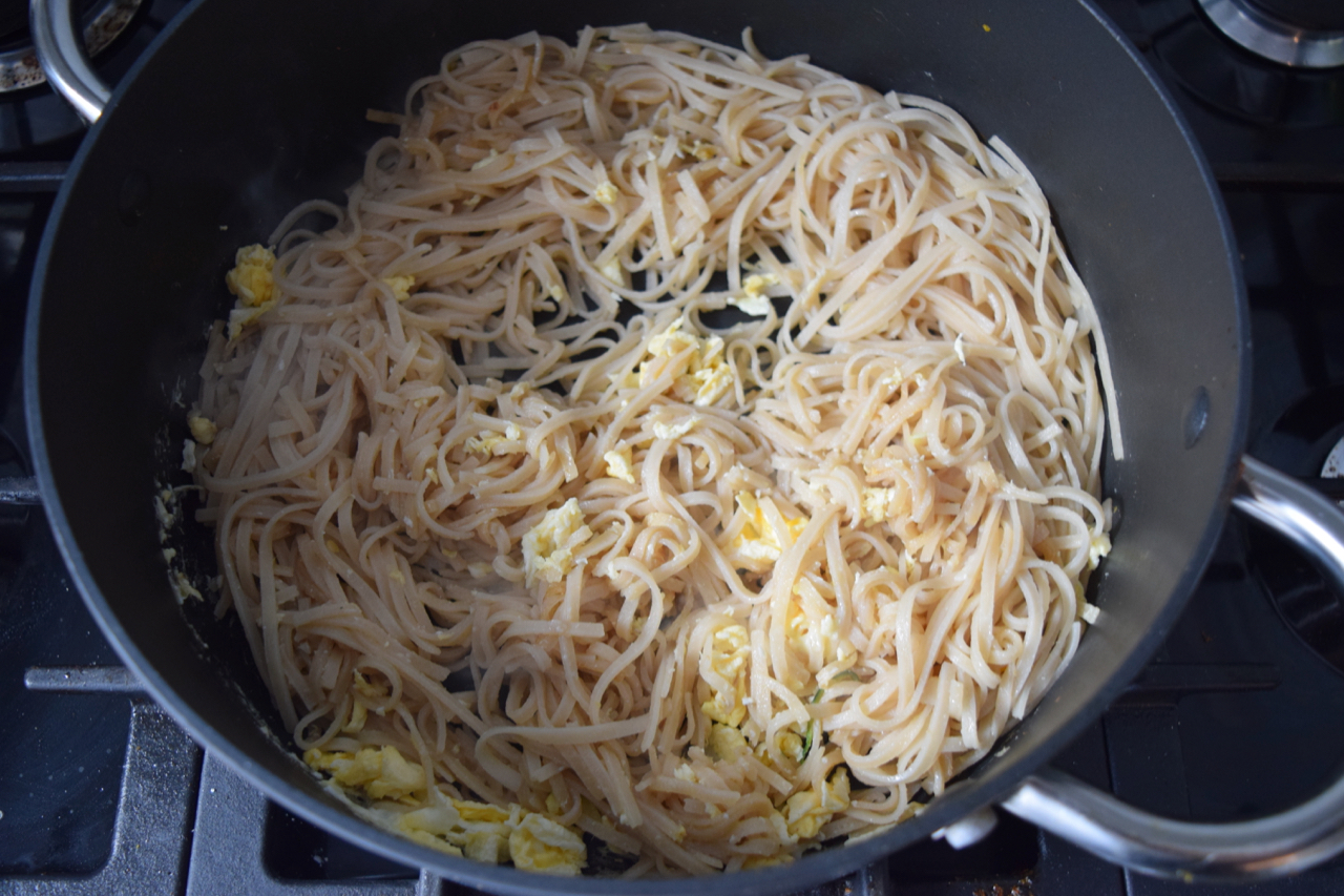 Crispy Tofu with Rainbow Pad Thai Noodles from Lucy Loves Food Blog