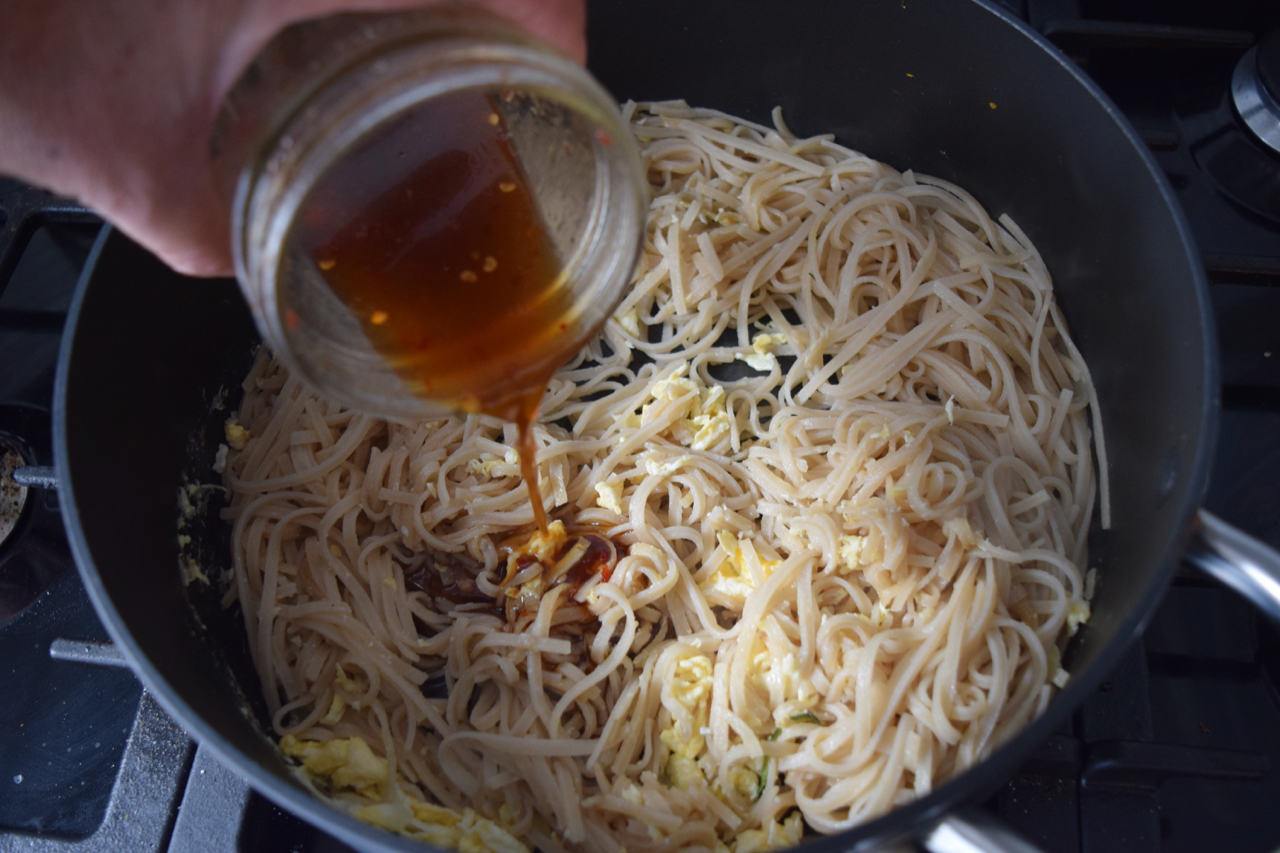 Crispy Tofu with Rainbow Pad Thai Noodles from Lucy Loves Food Blog