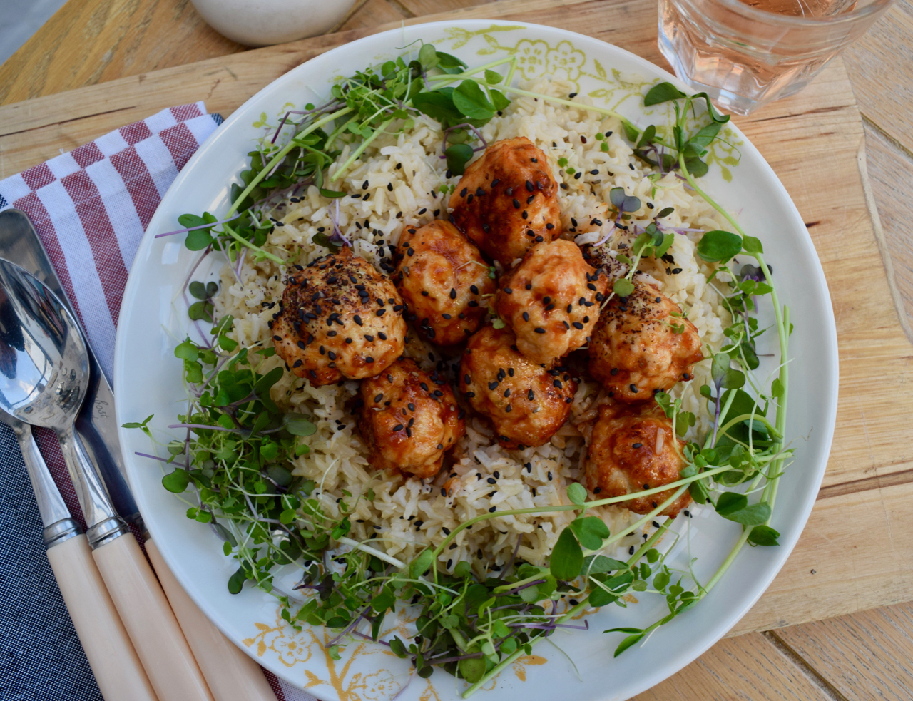 Sriracha Honey Meatballs recipe from Lucy Loves