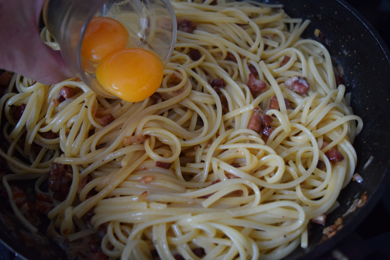 Lemony Spaghetti Carbonara recipe from Lucy Loves Food Blog