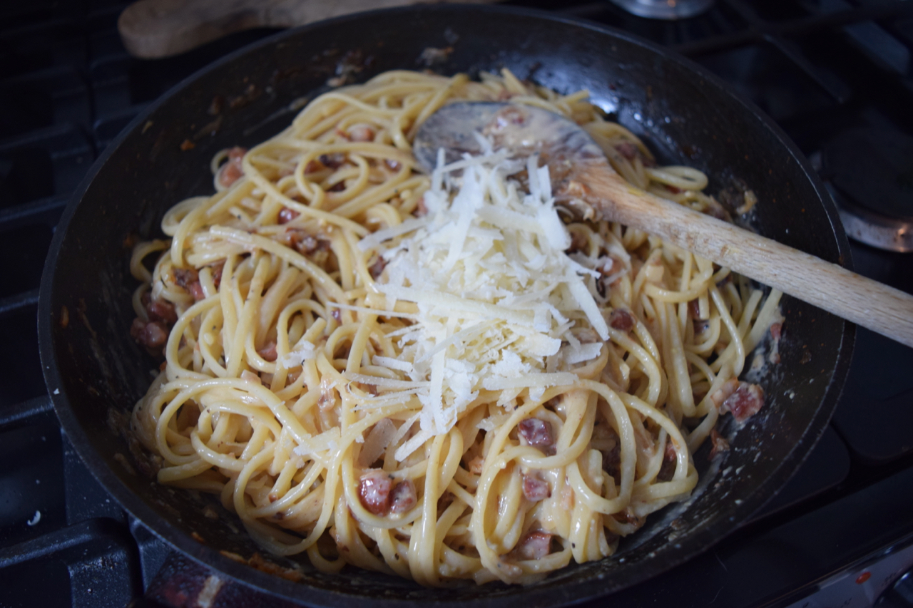 Lemony Spaghetti Carbonara recipe from Lucy Loves Food Blog