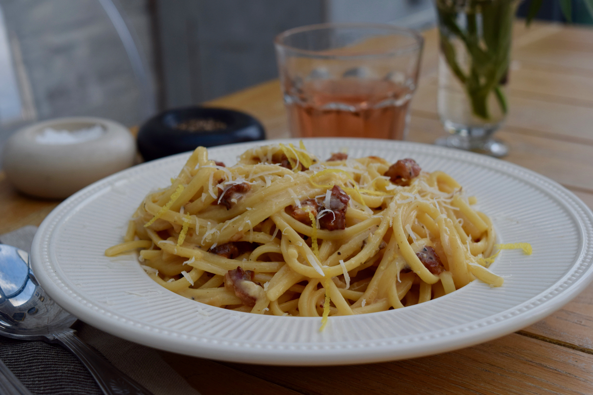 Lemony Spaghetti Carbonara recipe from Lucy Loves Food Blog