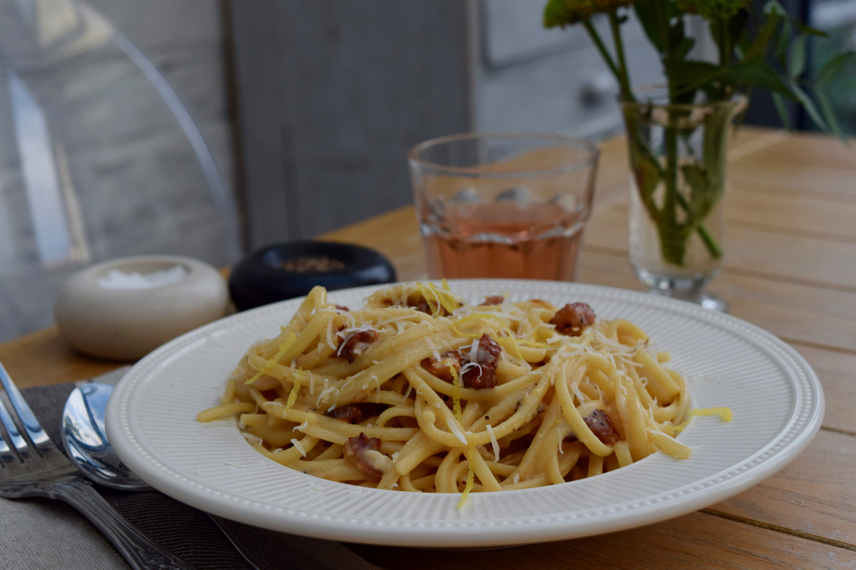 Lemony Spaghetti Carbonara recipe from Lucy Loves Food Blog