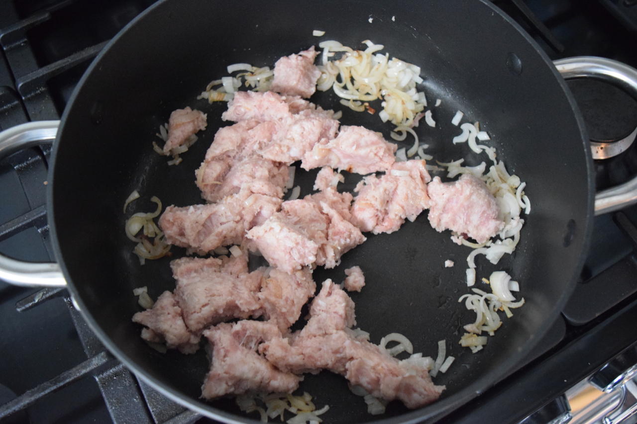 One Pot Creamy Sausage Gnocchi recipe from Lucy Loves Food Blog