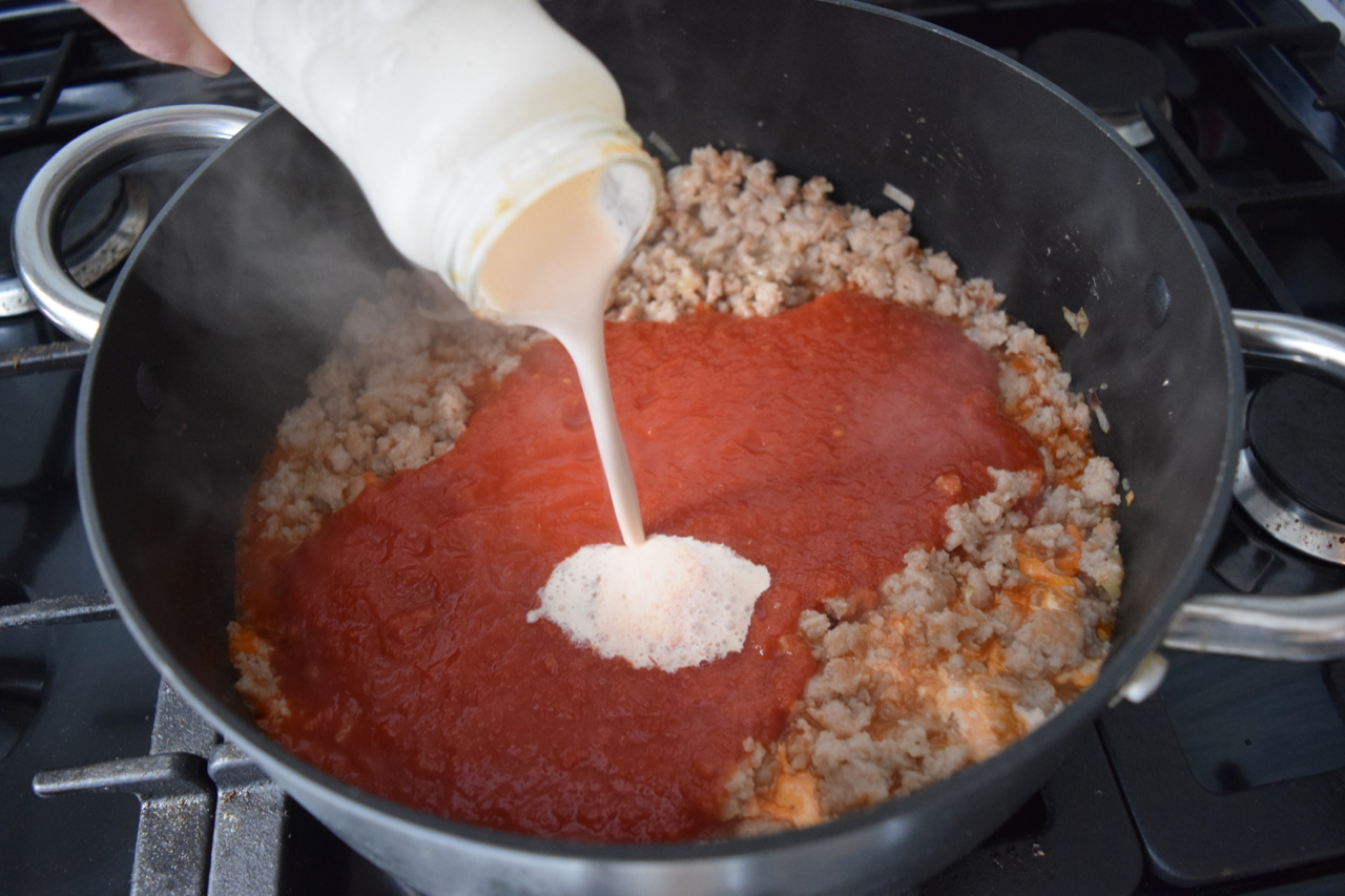 One Pot Creamy Sausage Gnocchi recipe from Lucy Loves Food Blog