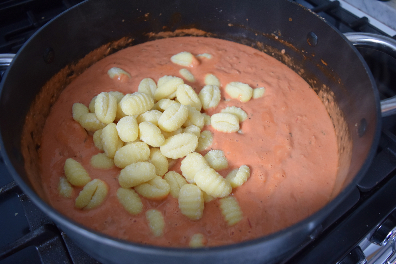 One Pot Creamy Sausage Gnocchi recipe from Lucy Loves Food Blog