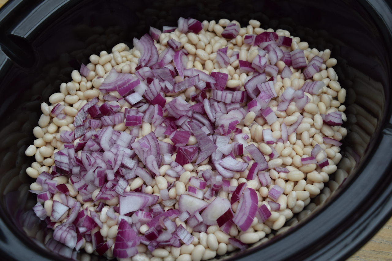 Slow Cooker Bacon Baked Beans recipe from Lucy Loves Food Blog