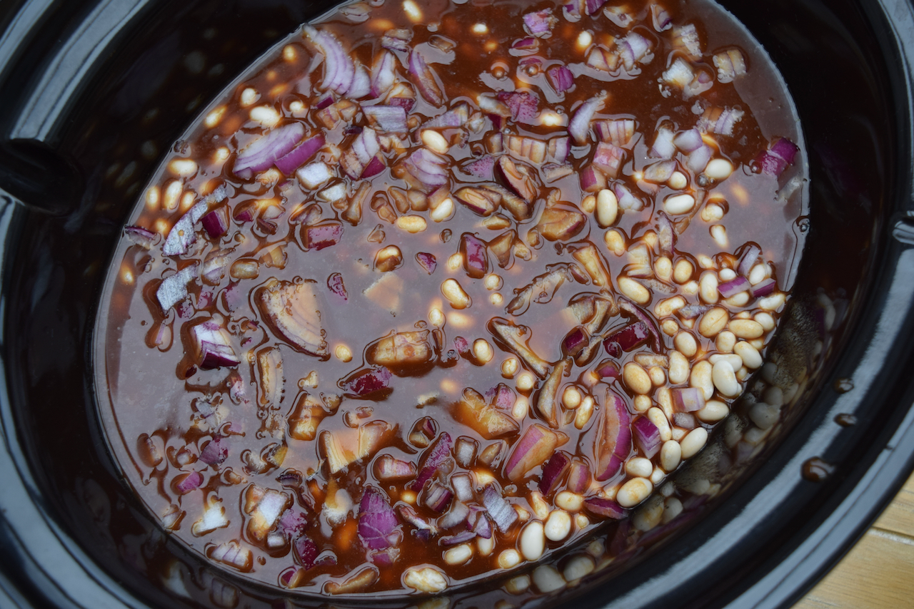 Slow Cooker Bacon Baked Beans recipe from Lucy Loves Food Blog