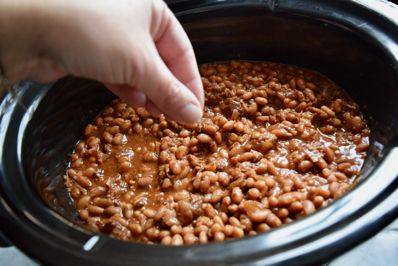 Slow Cooker Bacon Baked Beans recipe from Lucy Loves Food Blog