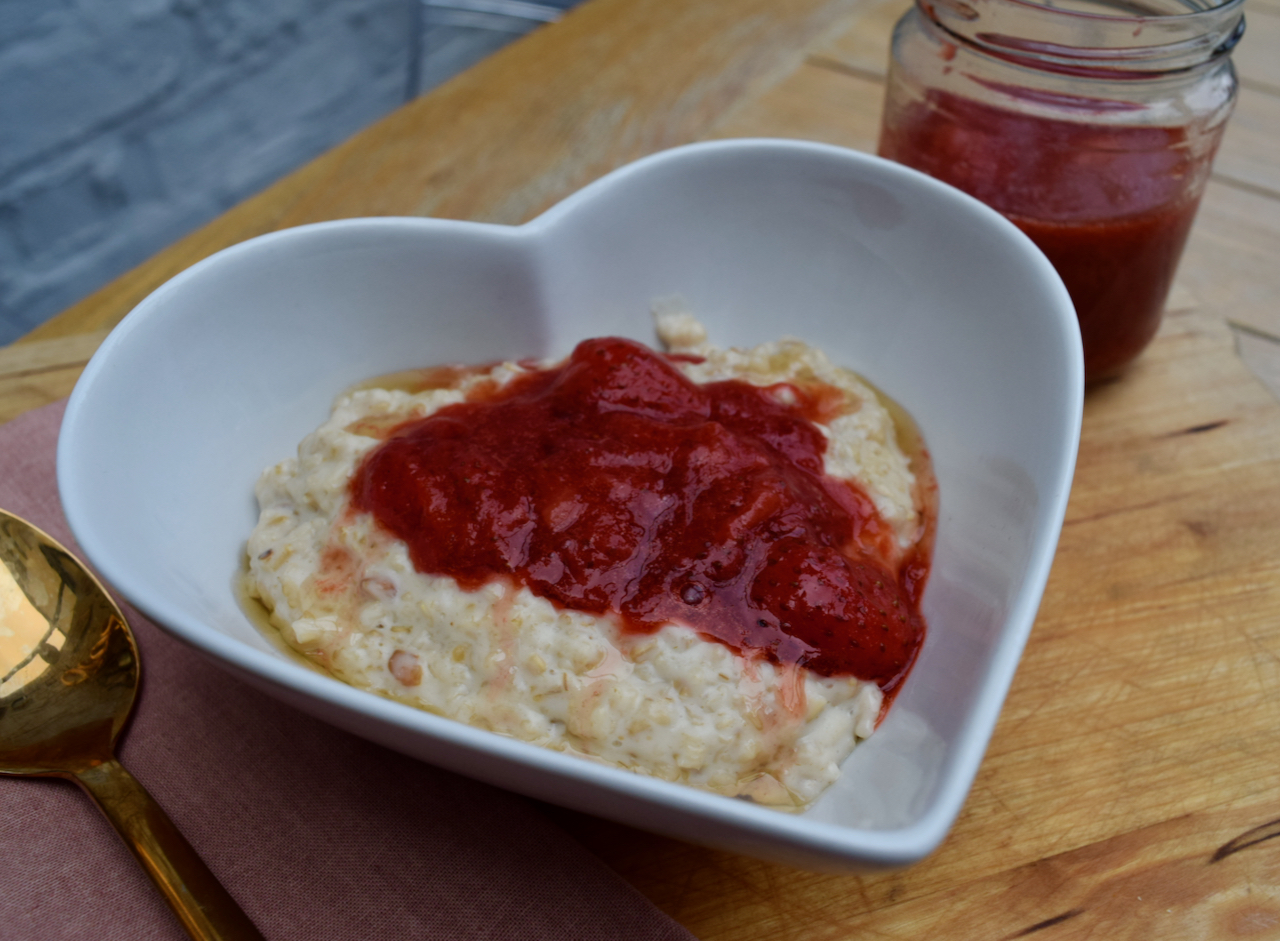 Peanut Butter and Jam Porridge recipe from Lucy Loves Food Blog