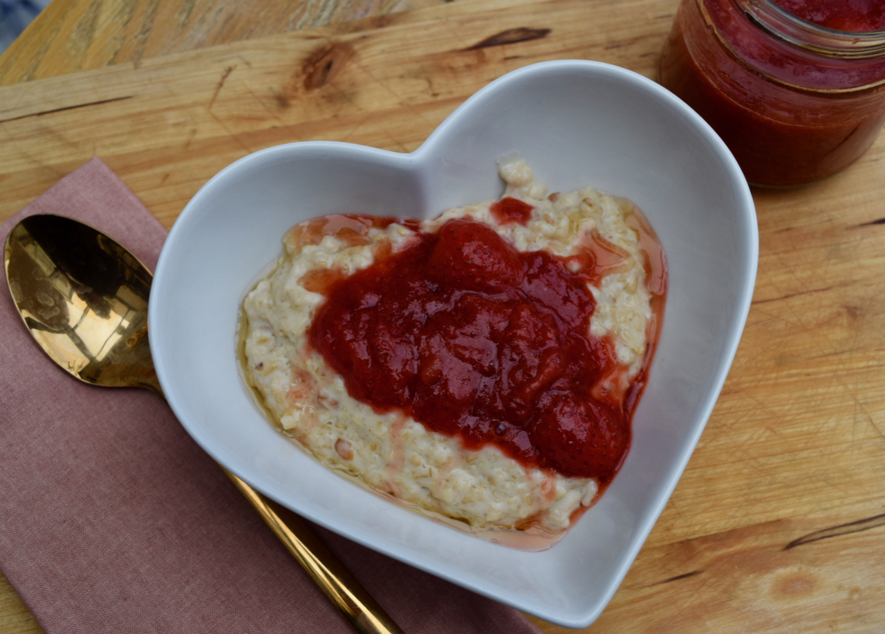 Peanut Butter and Jam Porridge recipe from Lucy Loves Food Blog