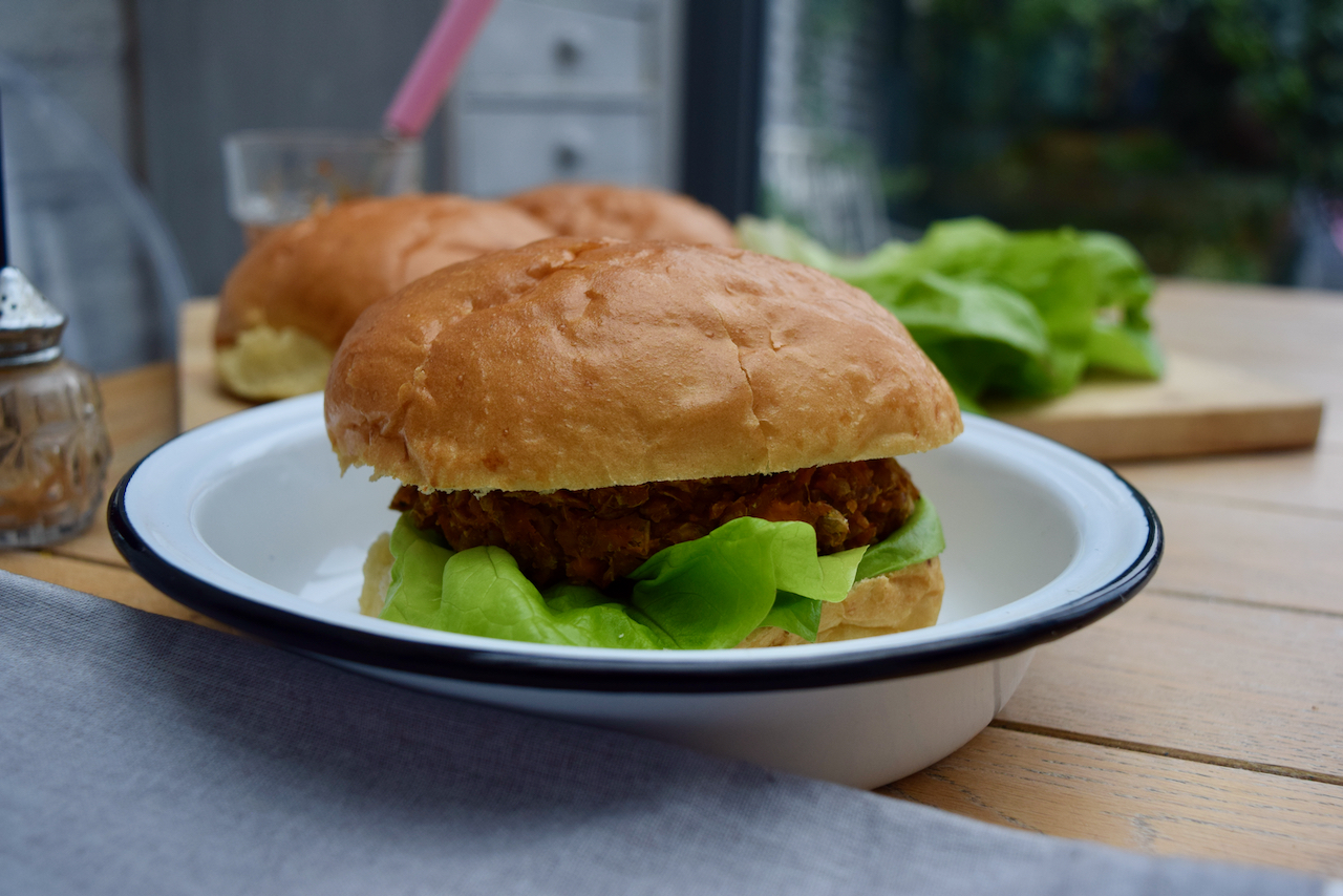 Lentil and Sweet Potato Burgers recipe from Lucy Loves Food Blog