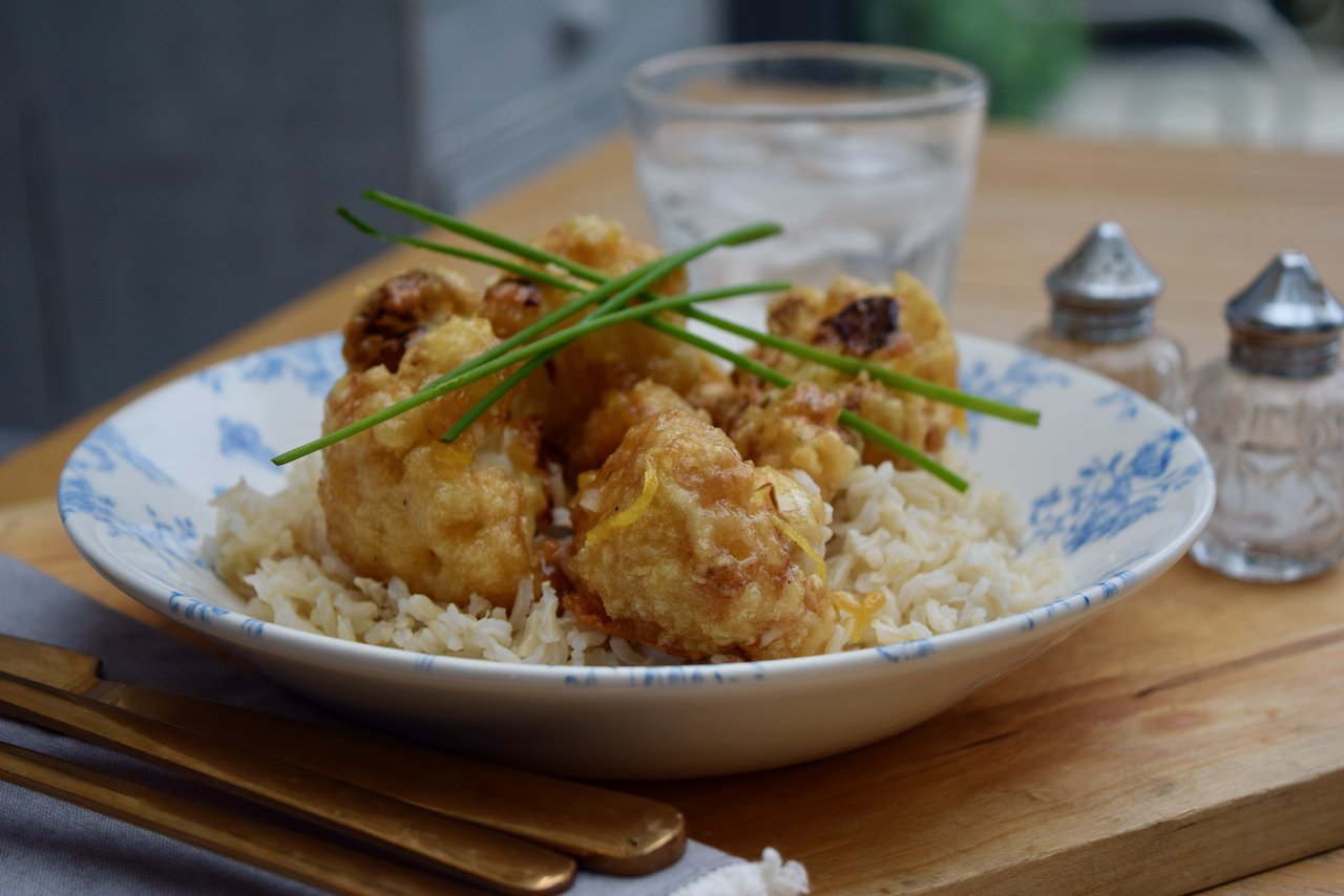 Crispy Cauliflower with Lemon Sauce recipe from Lucy Loves Food Blog