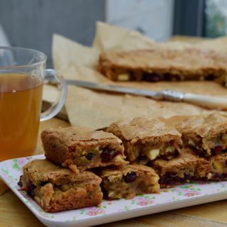 Cranberry and White Chocolate Blondies recipe from Lucy Loves Food Blog