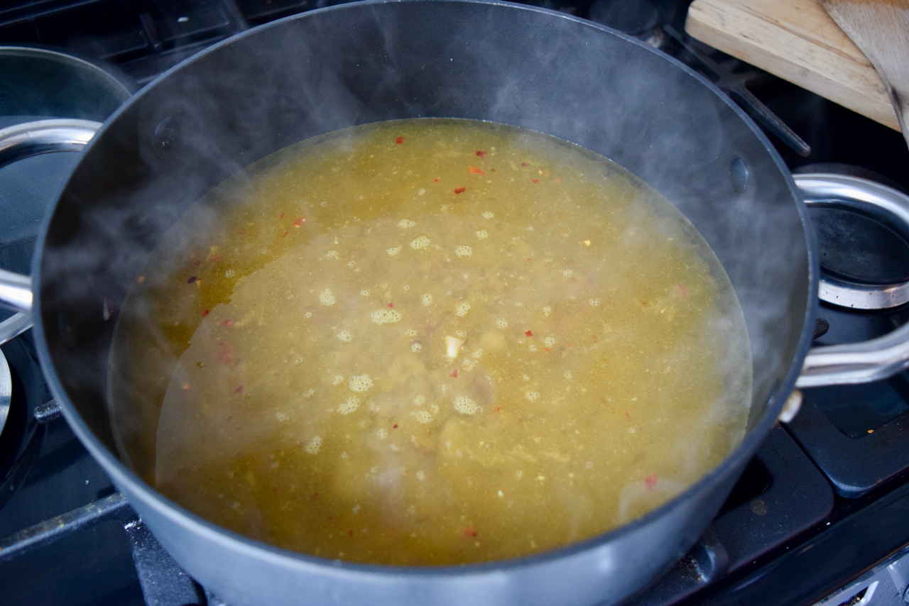 Curried Green Lentil Soup with Crispy Paneer recipe from Lucy Loves Food Blog