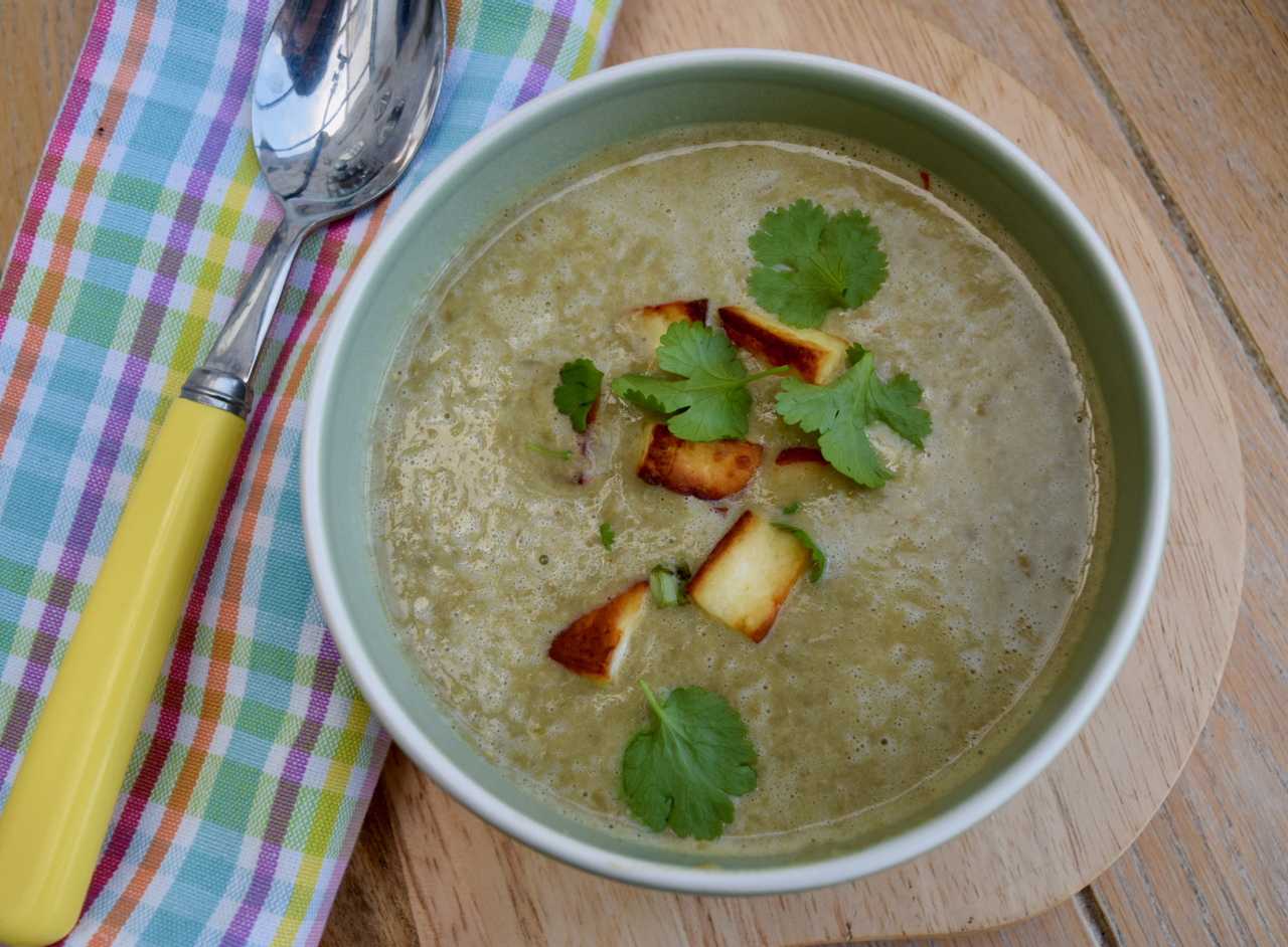 Curried Green Lentil Soup with Crispy Paneer recipe from Lucy Loves Food Blog