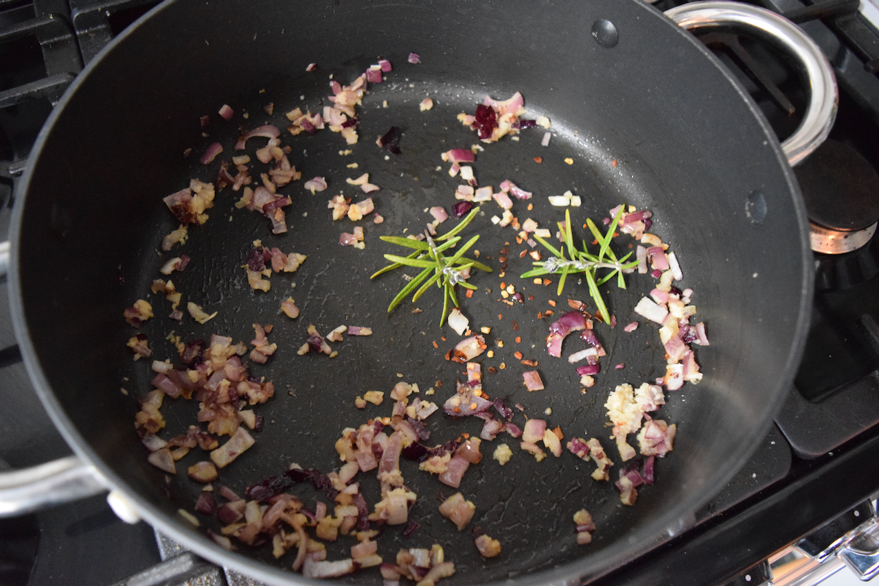 Brothy Tomato Pasta with Beans recipe from Lucy Loves Food Blog