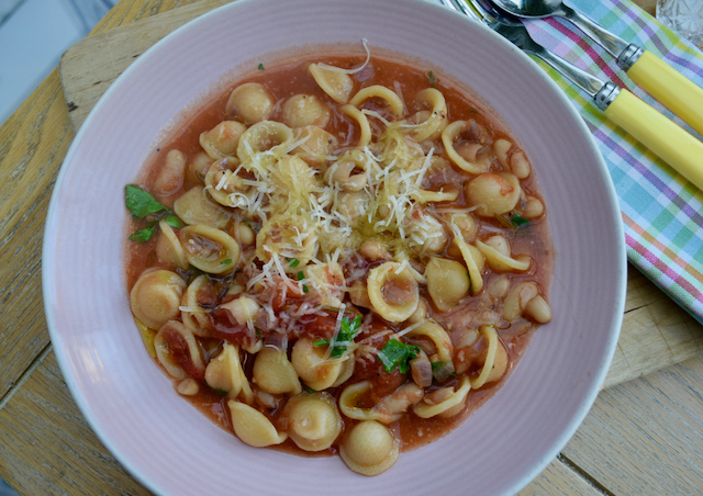 Tomato Brothy Pasta with Beans recipe from Lucy Loves Food Blog