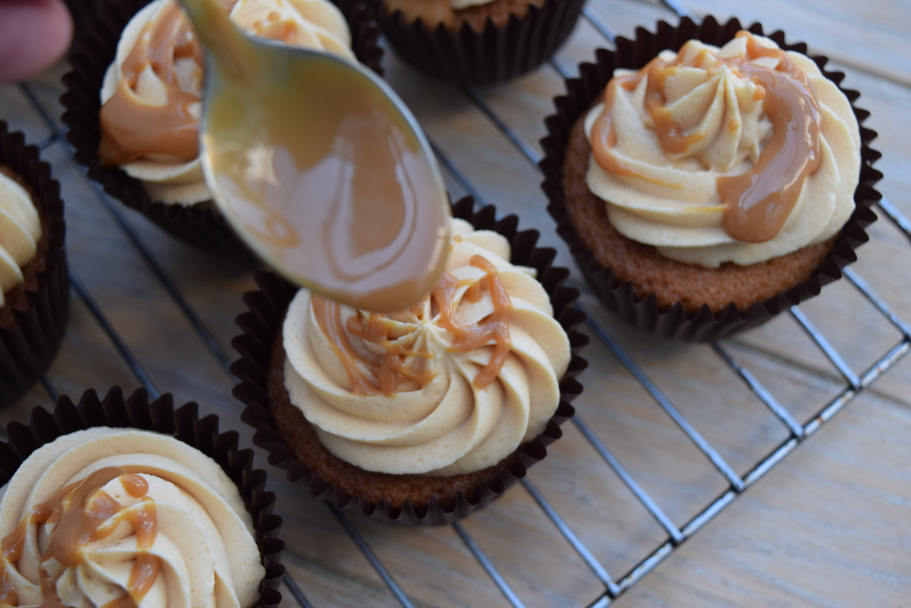 Salted Caramel Cupcakes recipe from Lucy Loves Food Blog