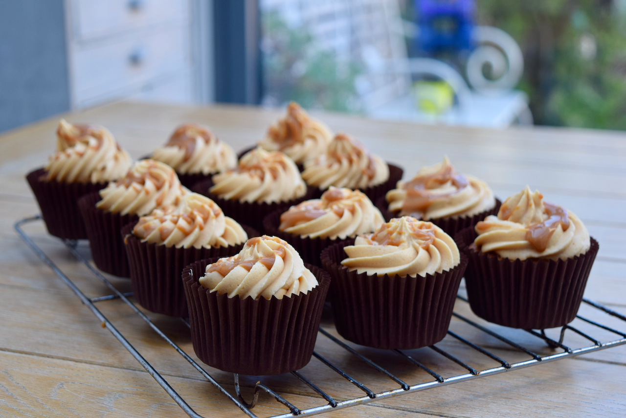 Salted Caramel Cupcakes recipe from Lucy Loves Food Blog