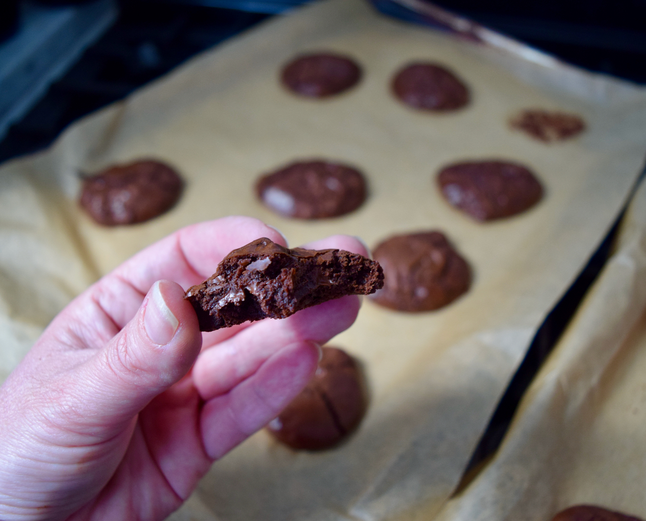 Flourless Chocolate Brownie Cookies recipe from Lucy Loves Food Blog