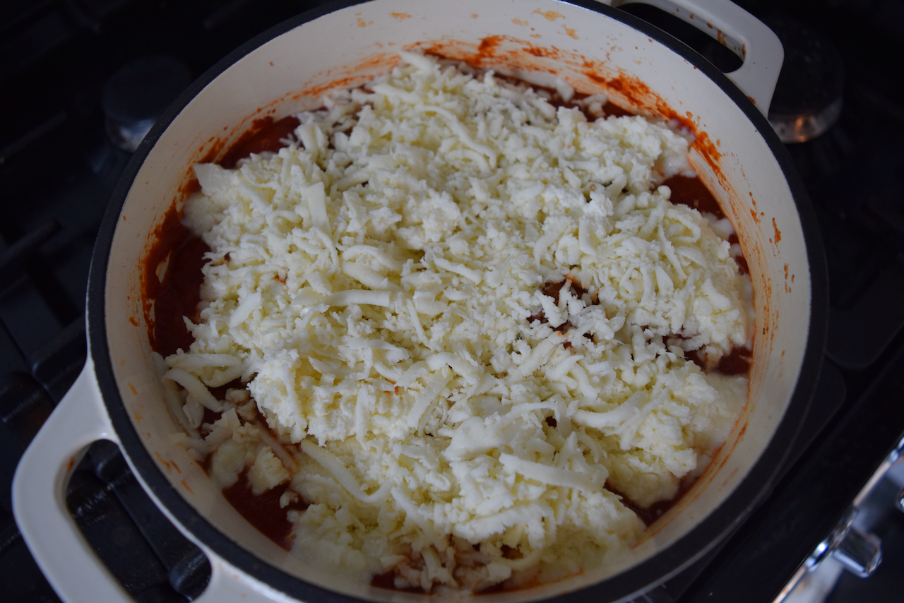 One Pot Meatballs with Cheesy Garlic Bread recipe from Lucy Loves Food Blog