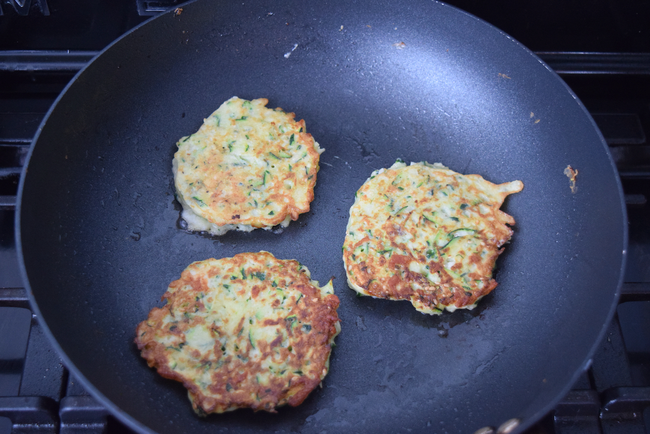 Courgette and Halloumi Pancakes recipe from Lucy Loves Food Blog