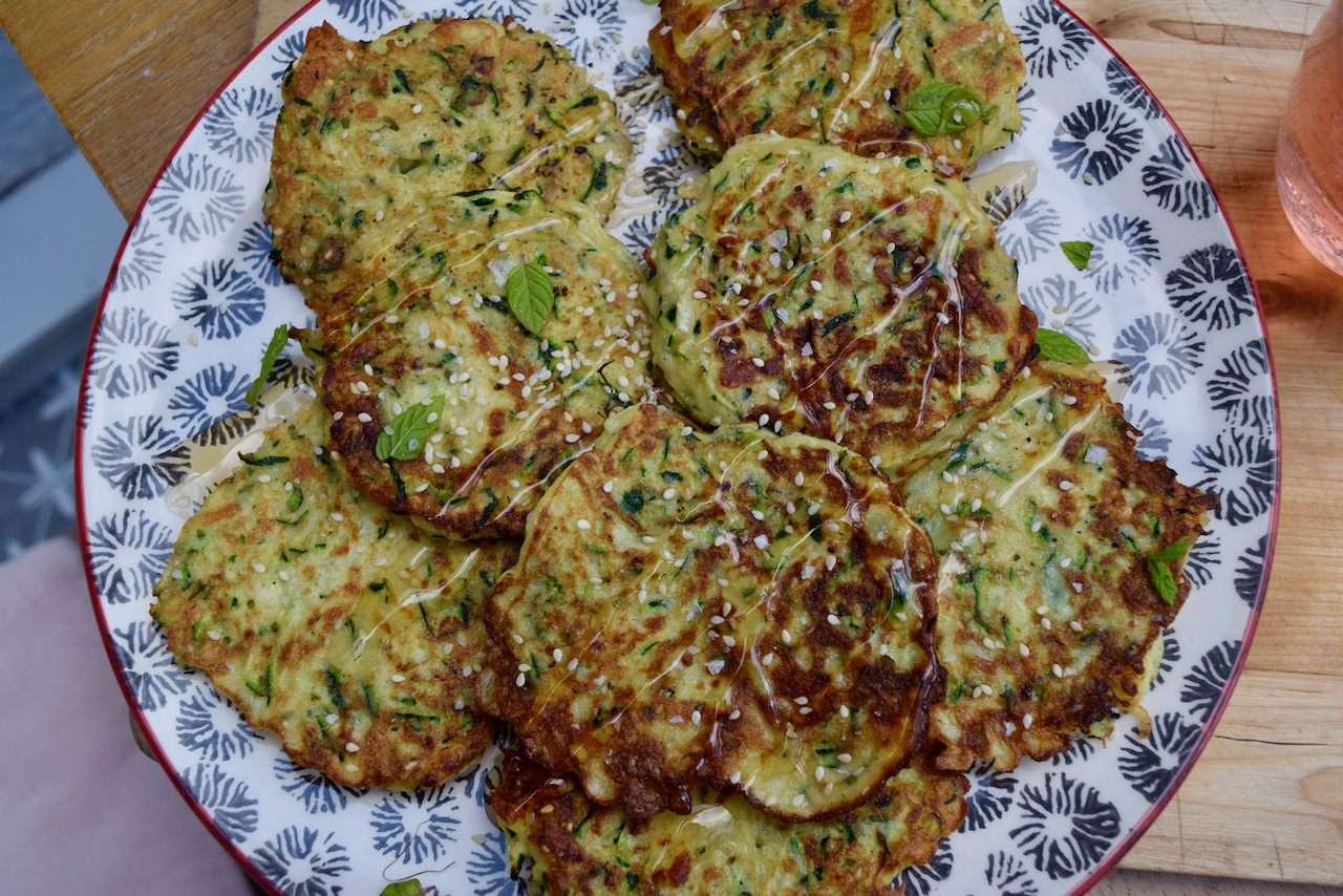 Courgette and Halloumi Pancakes recipe from Lucy Loves Food Blog