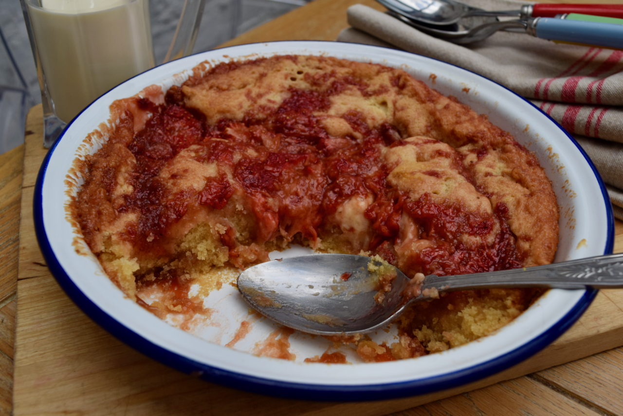 Strawberry Pudding Cake recipe from Lucy Loves Food Blog