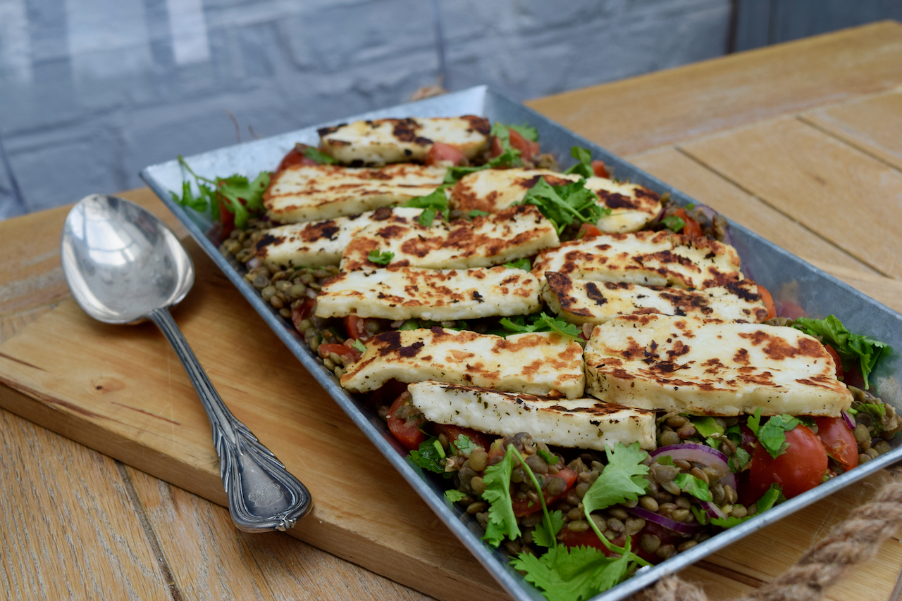 Warm Halloumi and Lentil Salad recipe from Lucy Loves Food Blog