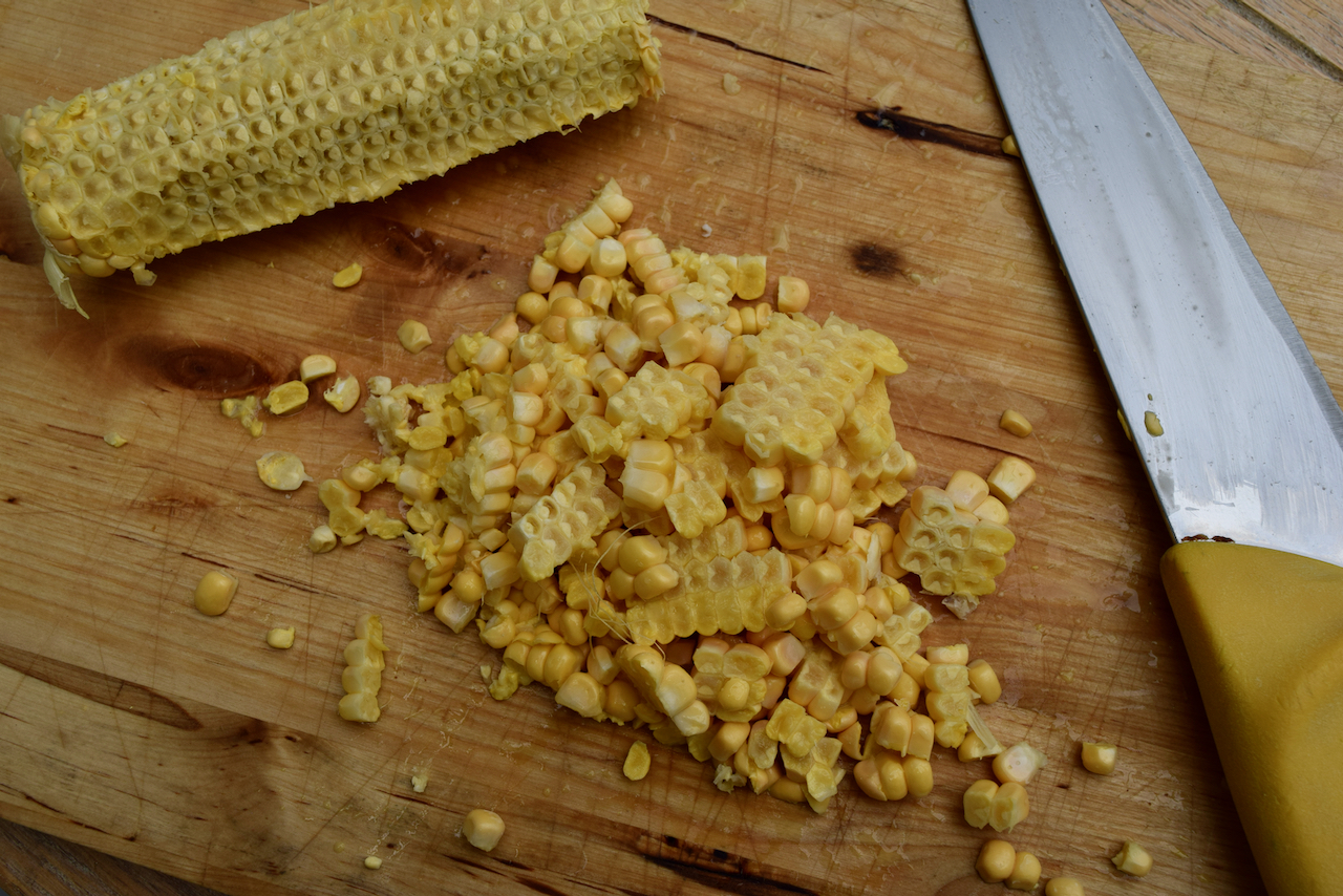 Parmesan, Corn and Bacon Pasta recipe from Lucy Loves Food Blog