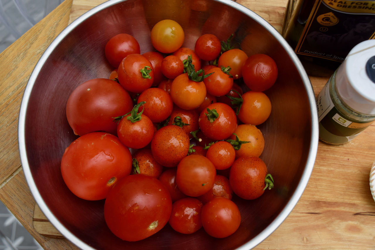 Moonblush Tomato Caprese Salad recipe from Lucy Loves Food Blog