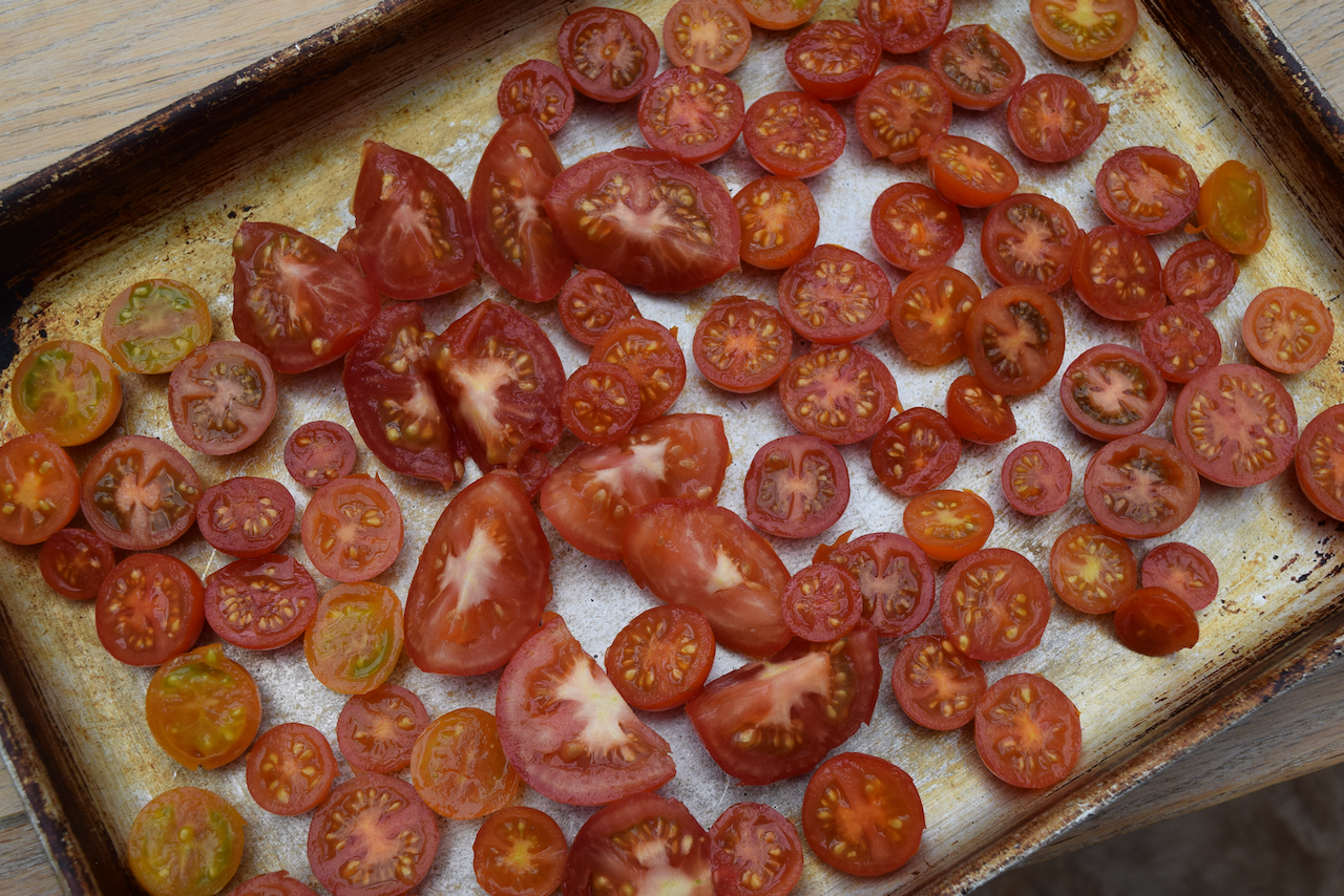 Moonblush Tomato Caprese Salad recipe from Lucy Loves Food Blog