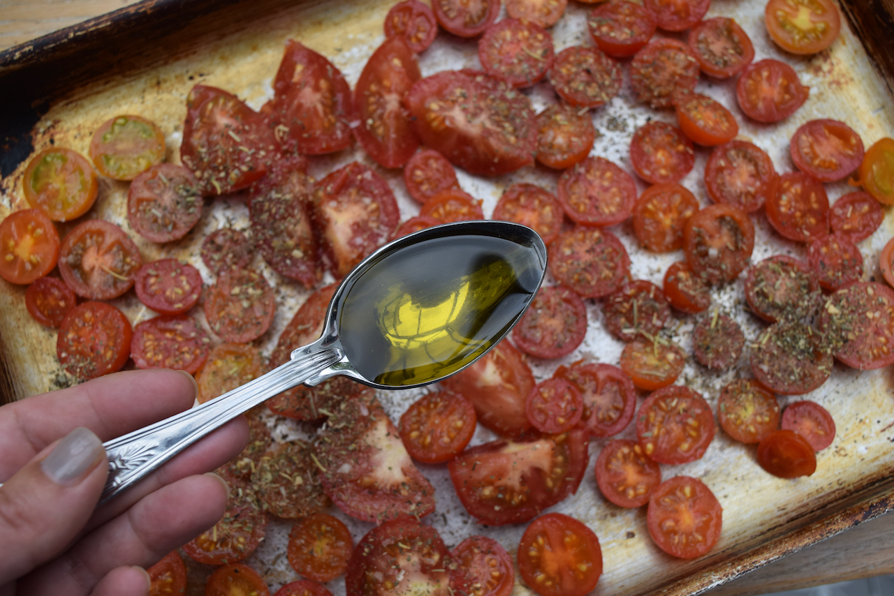 Moonblush Tomato Caprese Salad recipe from Lucy Loves Food Blog