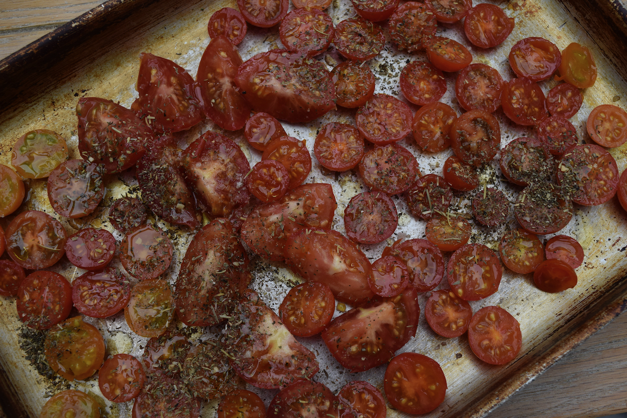 Moonblush Tomato Caprese Salad recipe from Lucy Loves Food Blog