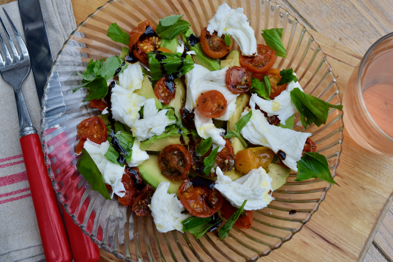 Moonblush Tomato Caprese Salad recipe from Lucy Loves Food Blog