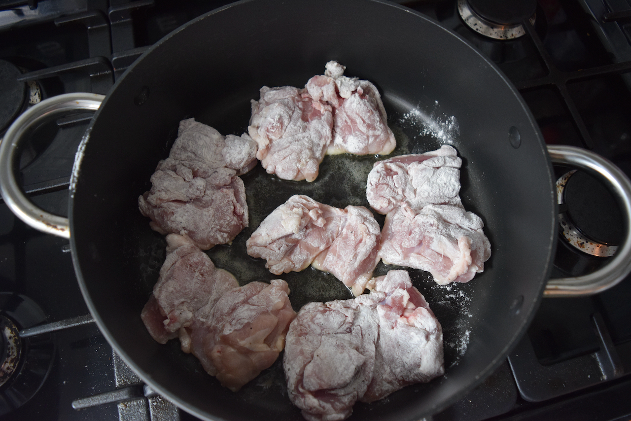 One Pot Chicken with Orzo and Parmesan recipe from Lucy Loves Food Blog