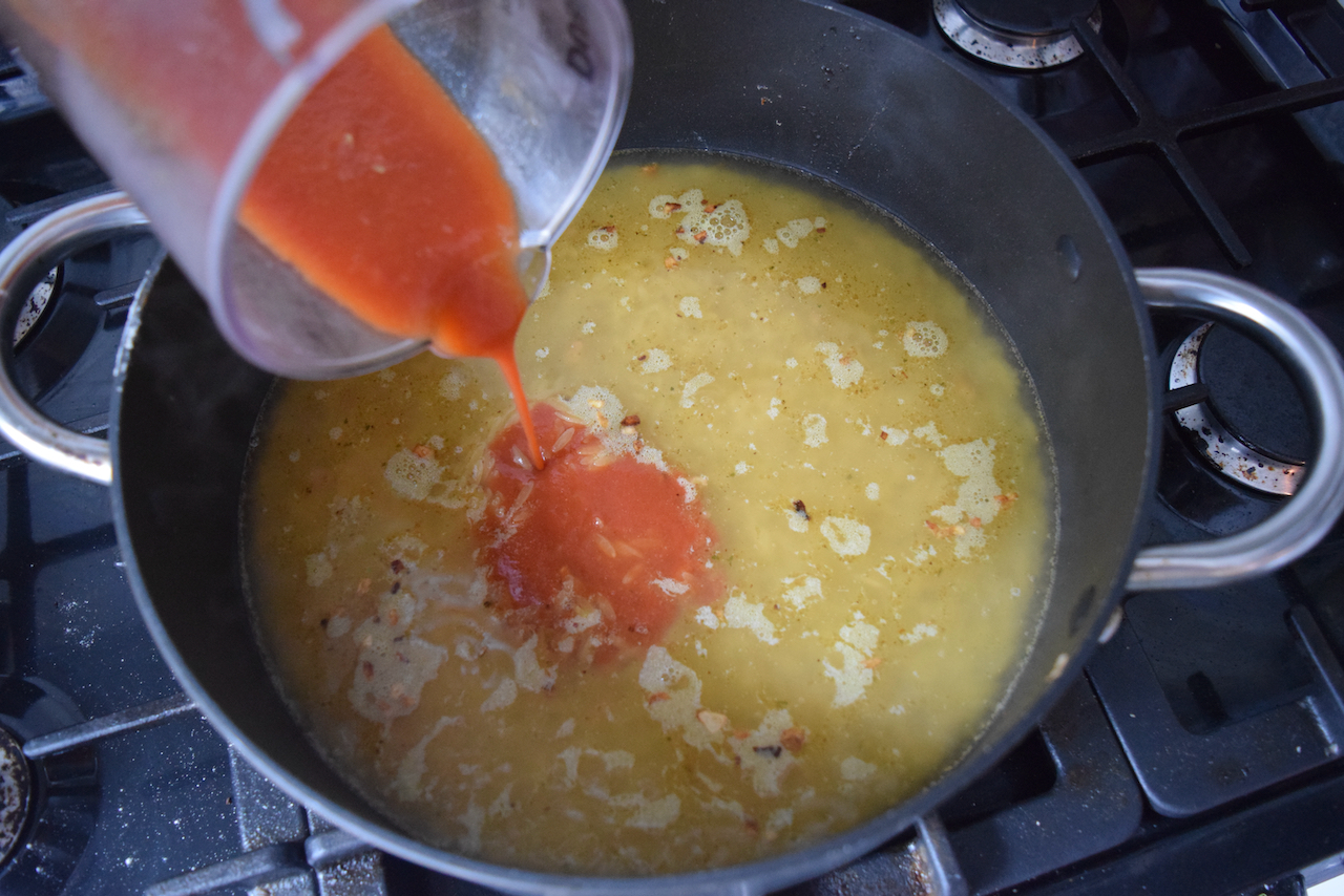 One Pot Chicken with Orzo and Parmesan recipe from Lucy Loves Food Blog