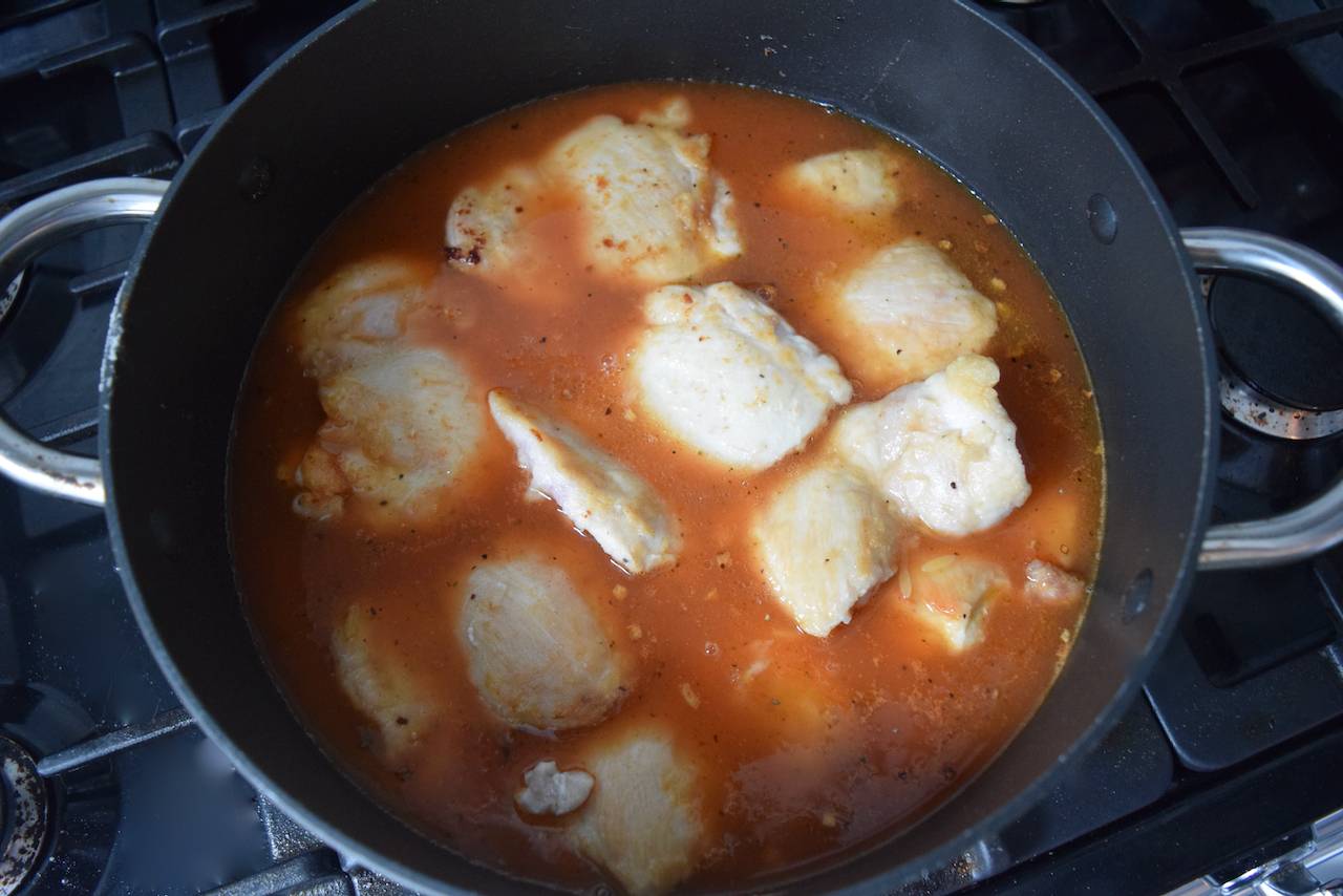 One Pot Chicken with Orzo and Parmesan recipe from Lucy Loves Food Blog