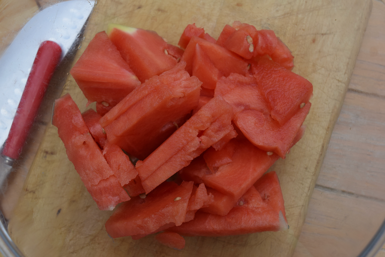 Watermelon, Halloumi and Mint Salad recipe from Lucy Loves Food Blog