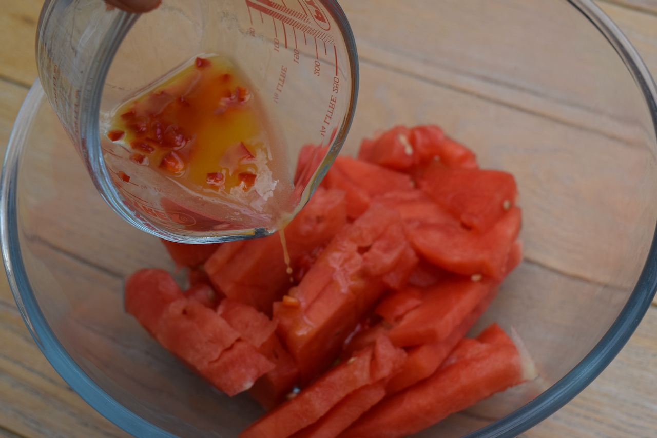 Watermelon, Halloumi and Mint Salad recipe from Lucy Loves Food Blog