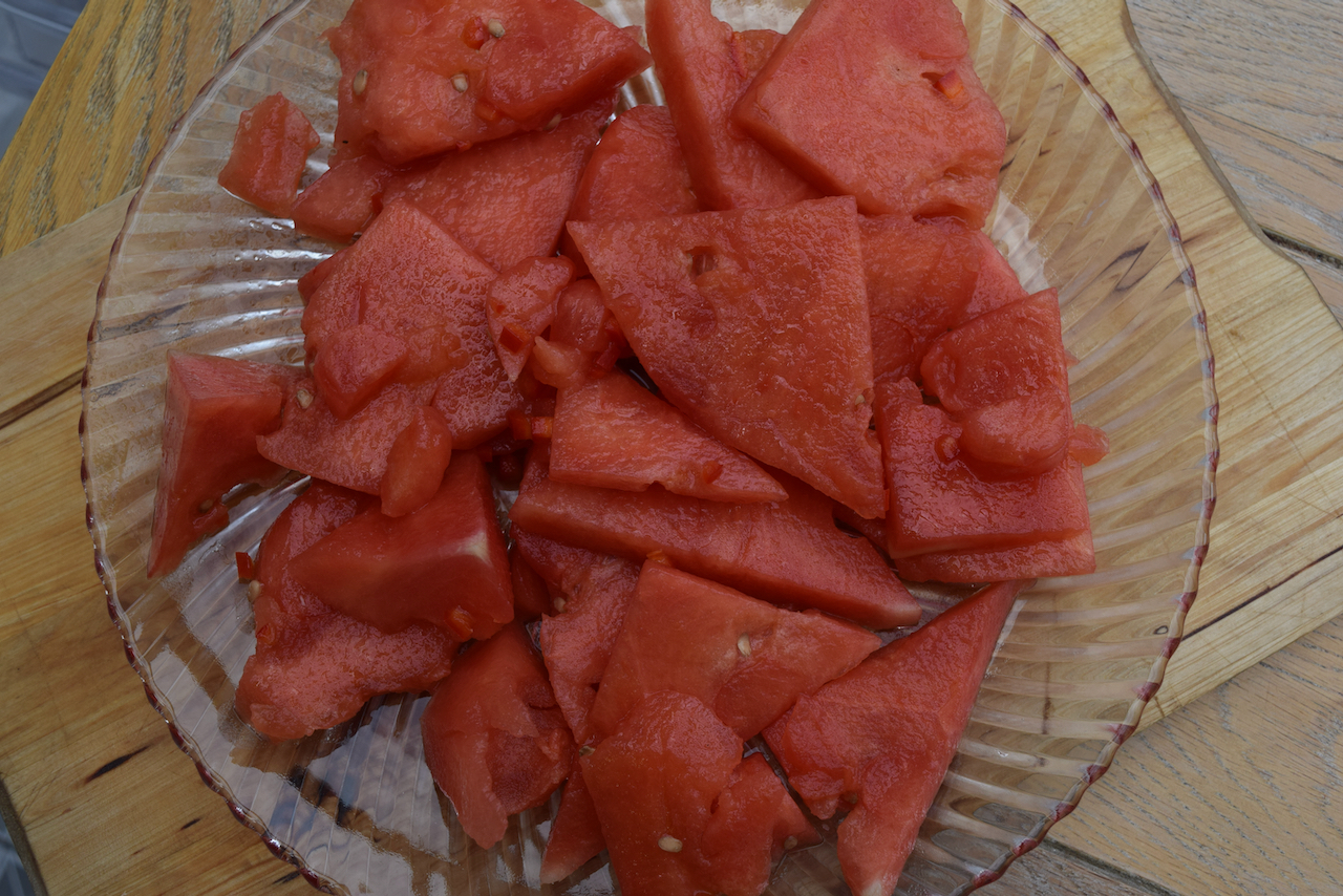 Watermelon, Halloumi and Mint Salad recipe from Lucy Loves Food Blog