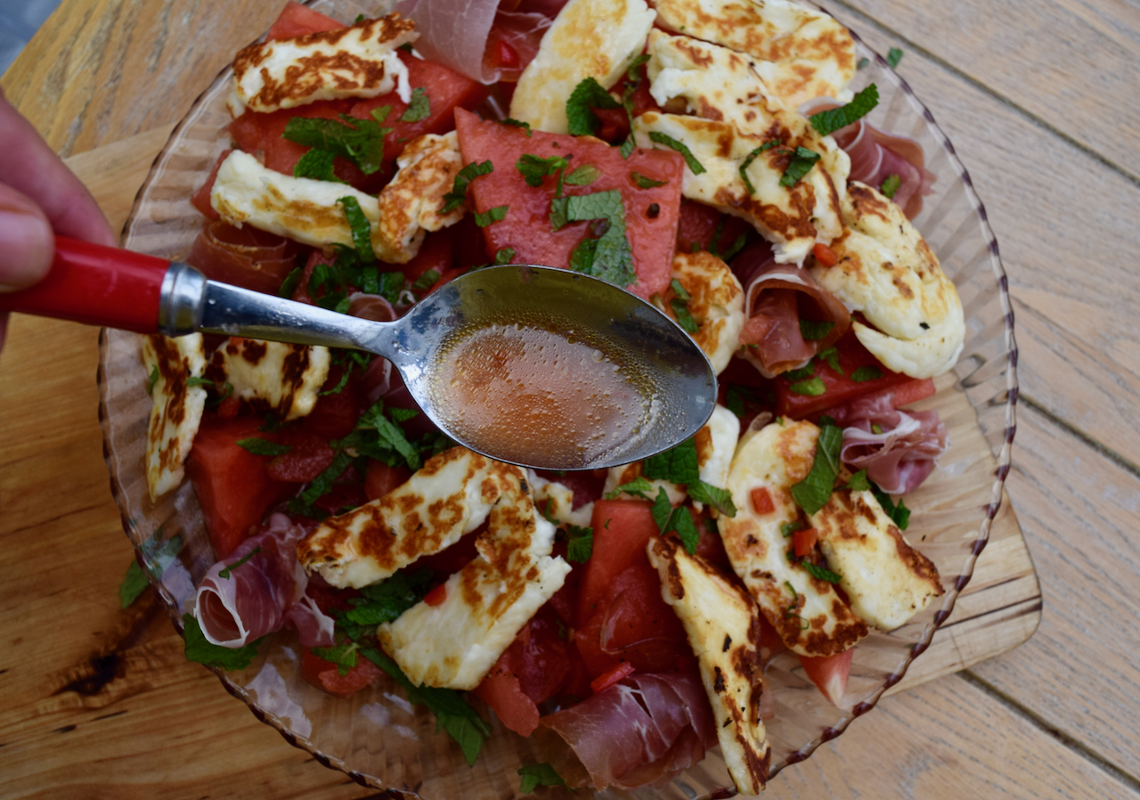 Watermelon, Halloumi and Mint Salad recipe from Lucy Loves Food Blog