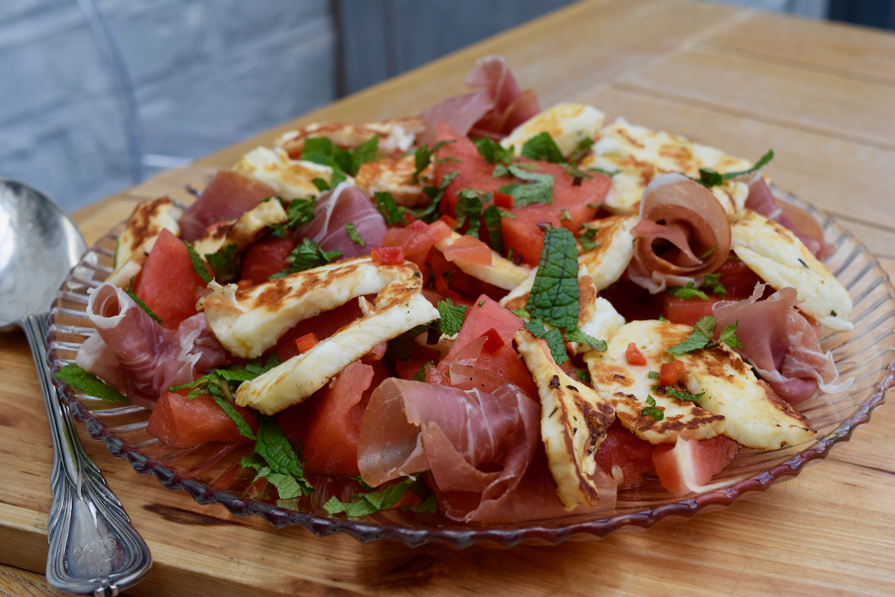 Watermelon, Halloumi and Mint Salad recipe from Lucy Loves Food Blog
