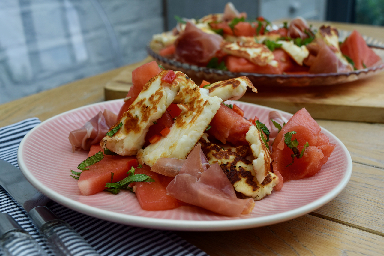 Watermelon, Halloumi and Mint Salad recipe from Lucy Loves Food Blog